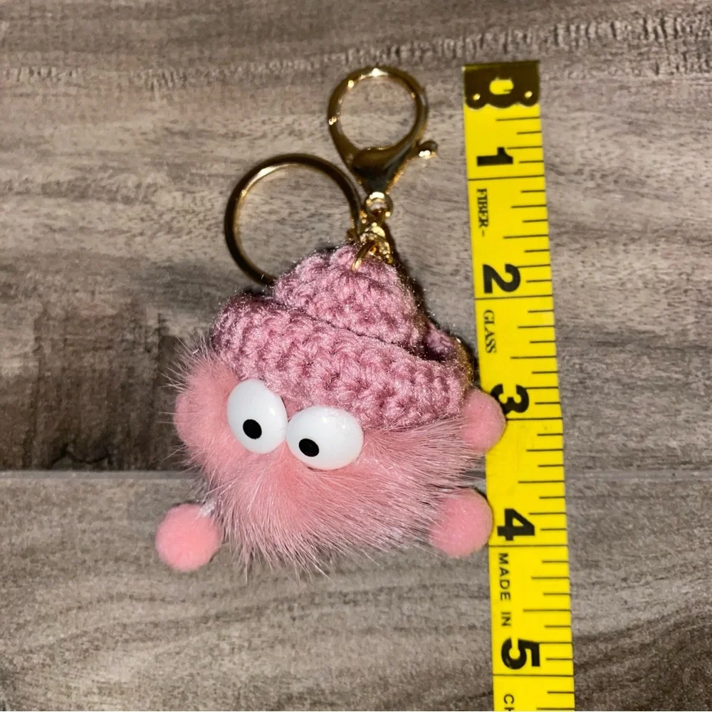 NEW Fuzzy Pink Monster Decorative Bag Charm / Keychain - Non-Branded